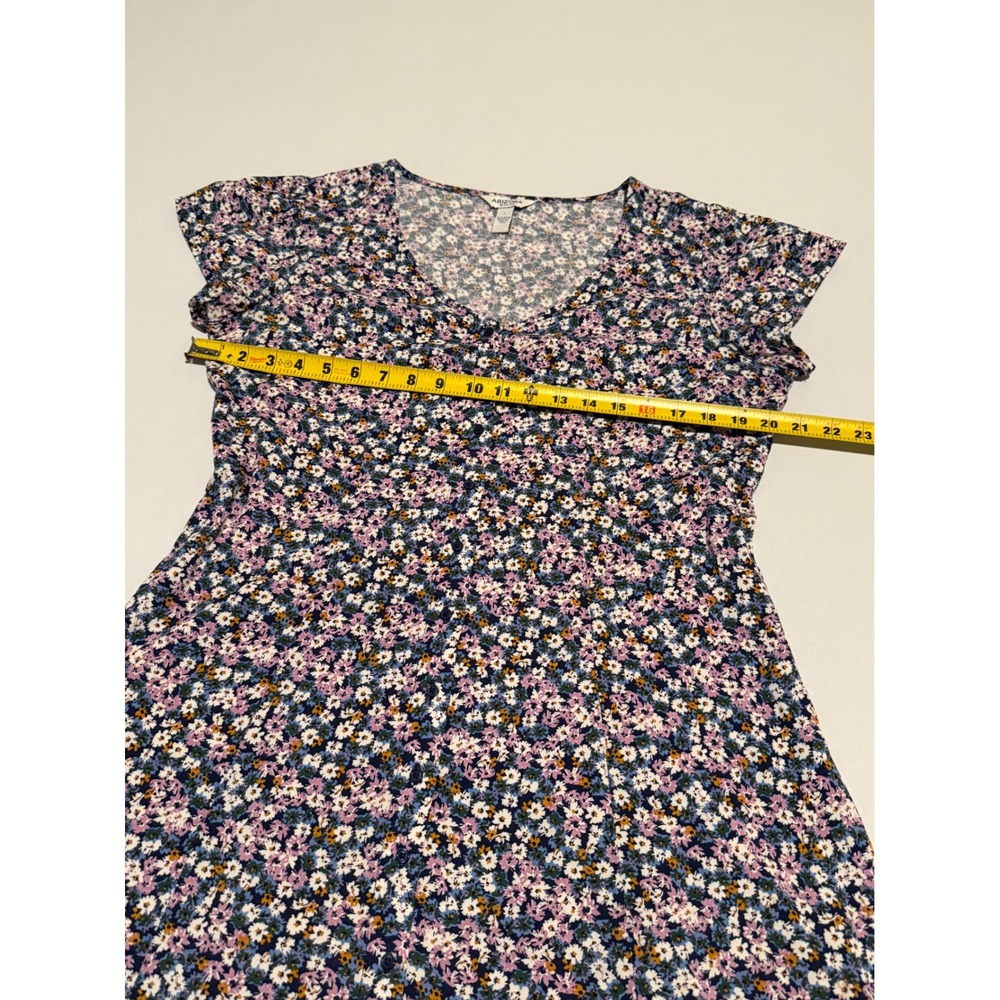 Arizona Jean Co Floral Mini Dress Purple Blue Ditsy Print Button Front Size L - Picture 5 of 11